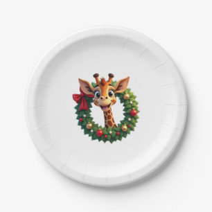 Funny Animal Giraffe Meme Face Festive Xmas T-Shir Paper Plate