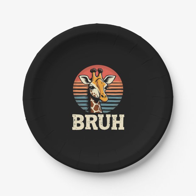 Funny Animal Giraffe Meme Face Festive Xmas T-Shir Paper Plate (Front)