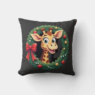 Funny Animal Giraffe Meme Face Festive Xmas T-Shir Throw Pillow