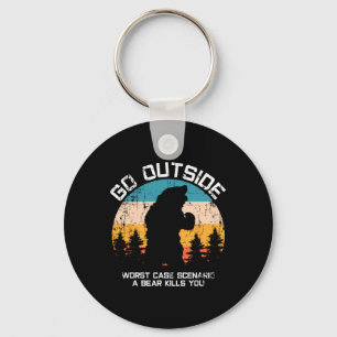 Funny Animal Go Outside Get Eaten By Bear Keychain