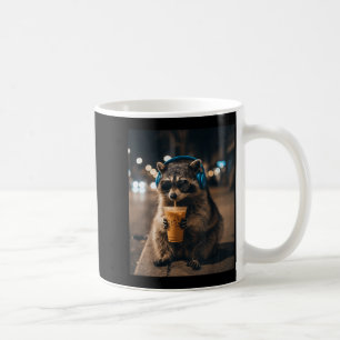 Funny animal meme raccoon drinking iced coffee men mug