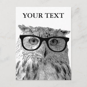 Funny animal postcards Owl wearing glasses photo