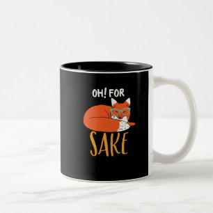 Funny Animal Pun and Humour Oh For Fox Sake Two-Tone Coffee Mug