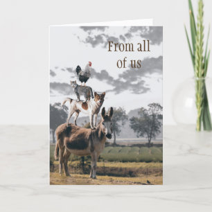 Funny Animal Pyramid Group Greeting Card