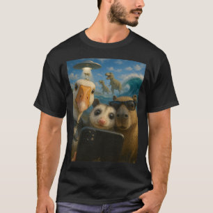 Funny Animal Selfie Goose Capybara Possum T-Shirt