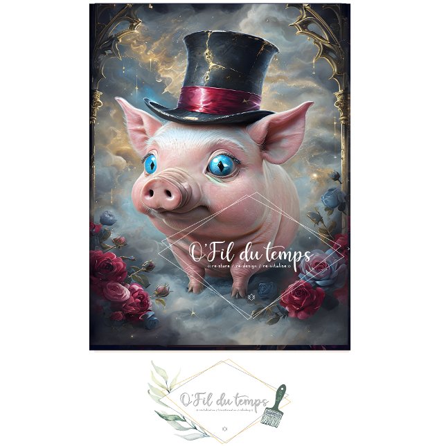 Funny Animal with Hat Decoupage paper.  Tissue Paper (Creator Uploaded)