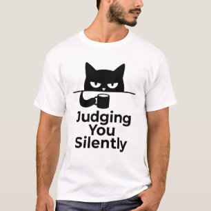 funny animals cat cafe Judging You Silently T-Shirt