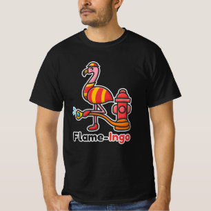 Funny Animals Fire Department Flamingo T-Shirt