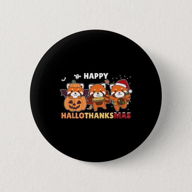 Funny Animals For The Holidays Red Panda Christmas 2 Inch Round Button (Front)