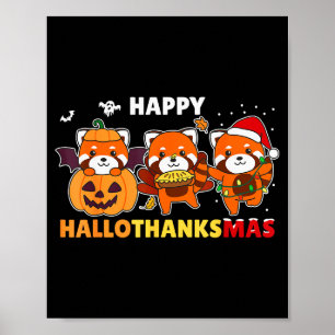 Funny Animals For The Holidays Red Panda Christmas Poster