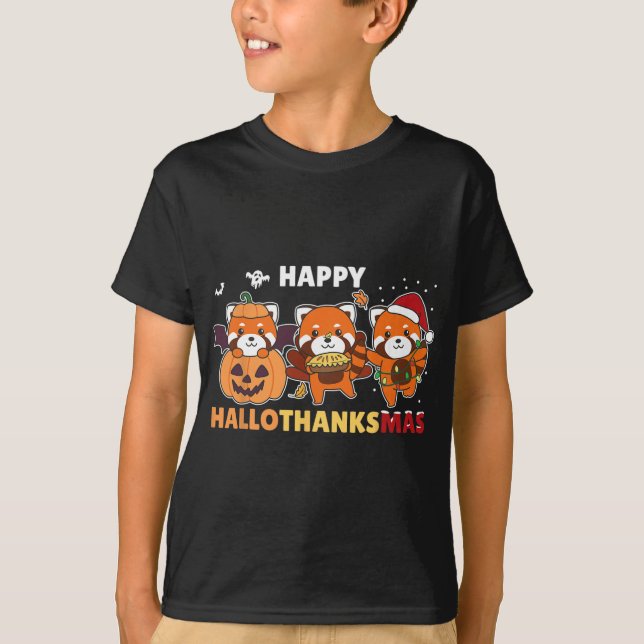 Funny Animals For The Holidays Red Panda Christmas T-Shirt (Front)