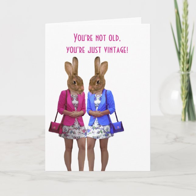 Funny animals getting old womens birthday card (Front)