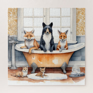 Funny animals in bath jigsaw puzzle