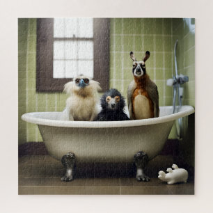 Funny animals in bathroom jigsaw puzzle