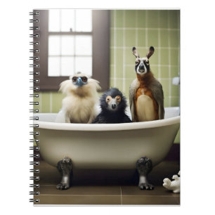 Funny animals in bathroom notebook