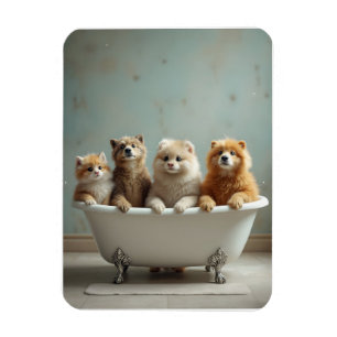 Funny animals in bathtub magnet