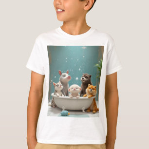 Funny animals in bathtub T-Shirt