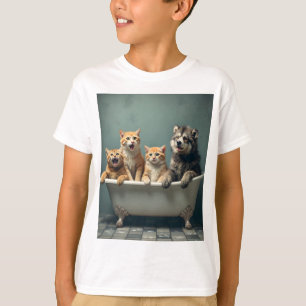 Funny animals in bathtub T-Shirt