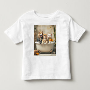 Funny animals in bathtub toddler t-shirt