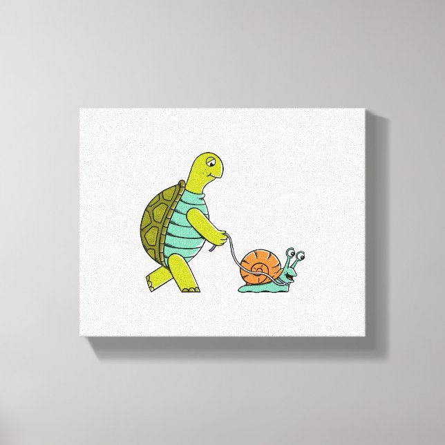 Funny Animals Turtle And Snail Canvas Print (Front)
