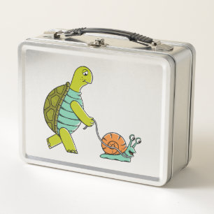 Funny Animals Turtle And Snail Metal Lunch Box