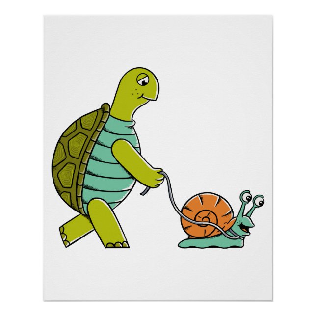 Funny Animals Turtle And Snail Poster (Front)