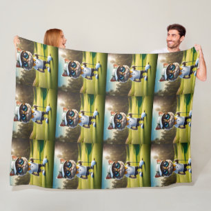 Funny Animated Cat Golf Player, Fleece Blanket