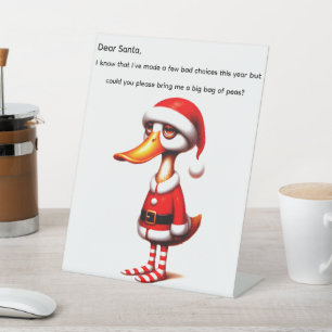 Funny Animated Christmas Duck Pedestal Sign