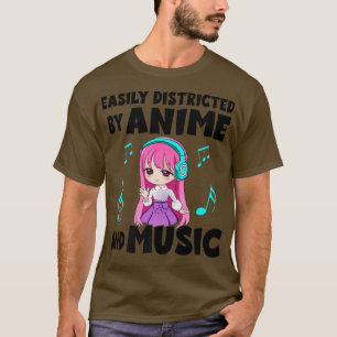 Funny Anime And Music Girl For Teen Chibi Graphic T-Shirt