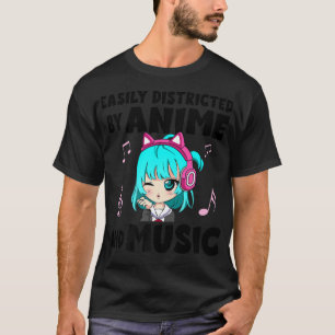 Funny Anime And Music Girl For Teen Chibi Graphic T-Shirt