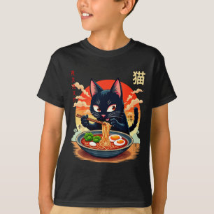 Funny Anime Cat Ramen Japanese Graphic Tees Kawaii