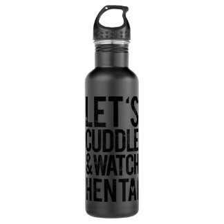 Funny Anime - Cuddle And Watch Hentai Grunge Tee 710 Ml Water Bottle