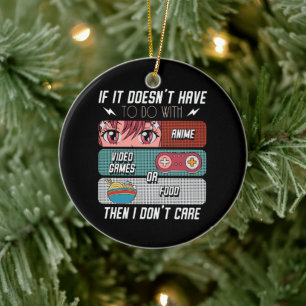 Funny Anime Fans Food And Video Games Lover Gifts Ceramic Ornament