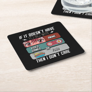 Funny Anime Fans Food And Video Games Lover Gifts Square Paper Coaster