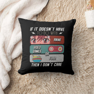 Funny Anime Fans Food And Video Games Lover Gifts Throw Pillow