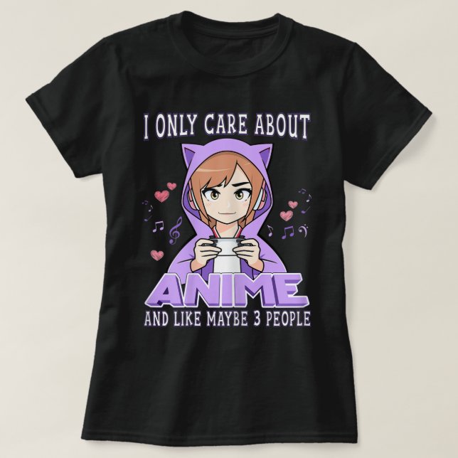 Funny Anime Gamer Girl Design T-Shirt (Design Front)