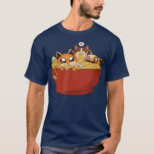 Funny Anime Ramen Cats Kawaii Neko Japanese Noodle T-Shirt