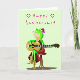 Funny Anniversaire Carte avec Guitare Player Frog