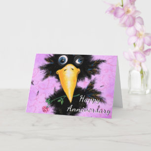 Funny Anniversaire Carte Corbeau romantique avec R