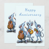 Funny Anniversary Card Mouse Music Band