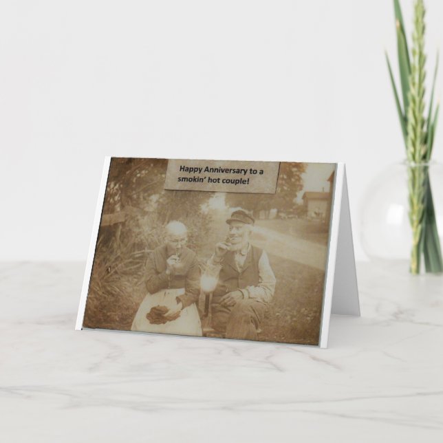 Funny Anniversary Card Vintage Photo Smoking (Front)