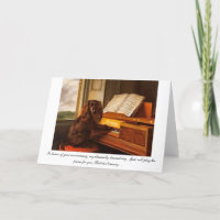 Funny anniversary card with dog and piano