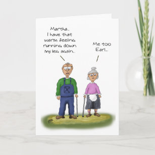 Funny Anniversary Card  Pop Up 3D Old Couple in Love Holding