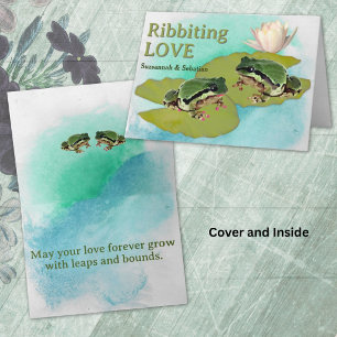 Funny Anniversary Frog Couple on Lily Pads Photos Card