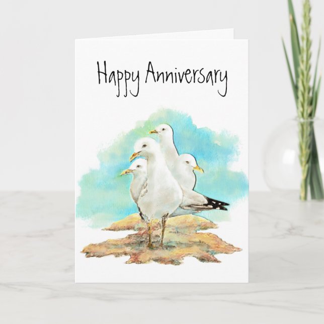 Funny Anniversary, From Gang of Seagulls, birds Card (Front)