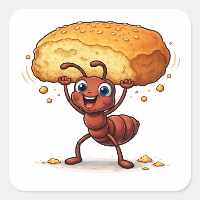 Funny Ant Lifting Giant Crumb Art Sticker (Front)