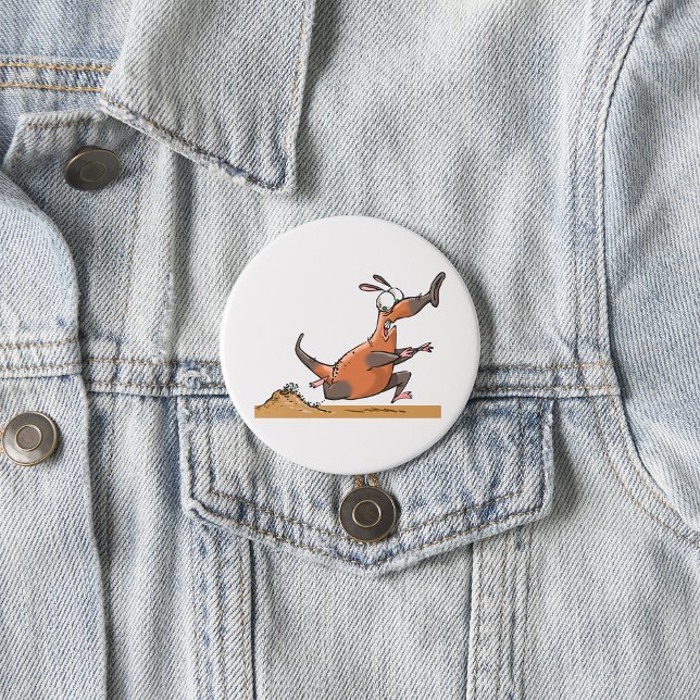 Funny Anteater Cartoon Quirky Running Animal  3 Inch Round Button (Creator Uploaded)