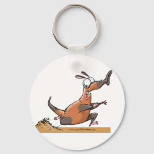 Funny Anteater Cartoon Quirky Running Animal  Keychain