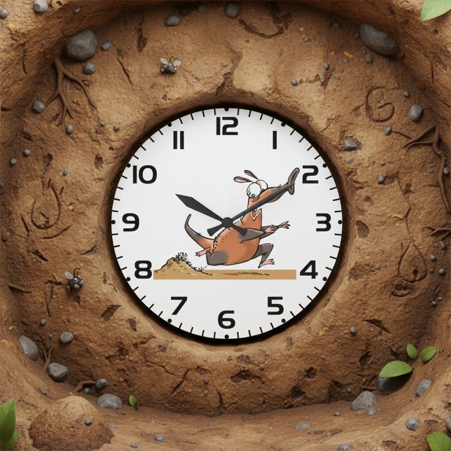 Funny Anteater Cartoon Quirky Running Animal  Large Clock (Creator Uploaded)