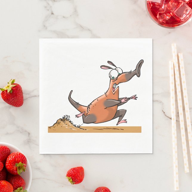 Funny Anteater Cartoon Quirky Running Animal  Napkin (Creator Uploaded)